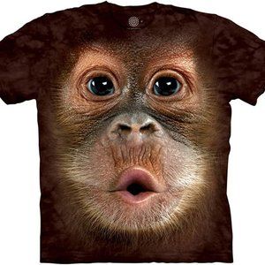 Monkey Big Face Baby Orangutan Apes Animal The Mountain Brown Adult Shirt S-3X
